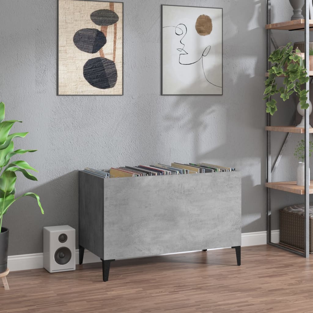 Record Cabinet Concrete Grey 74.5x38x48 cm Wood Material