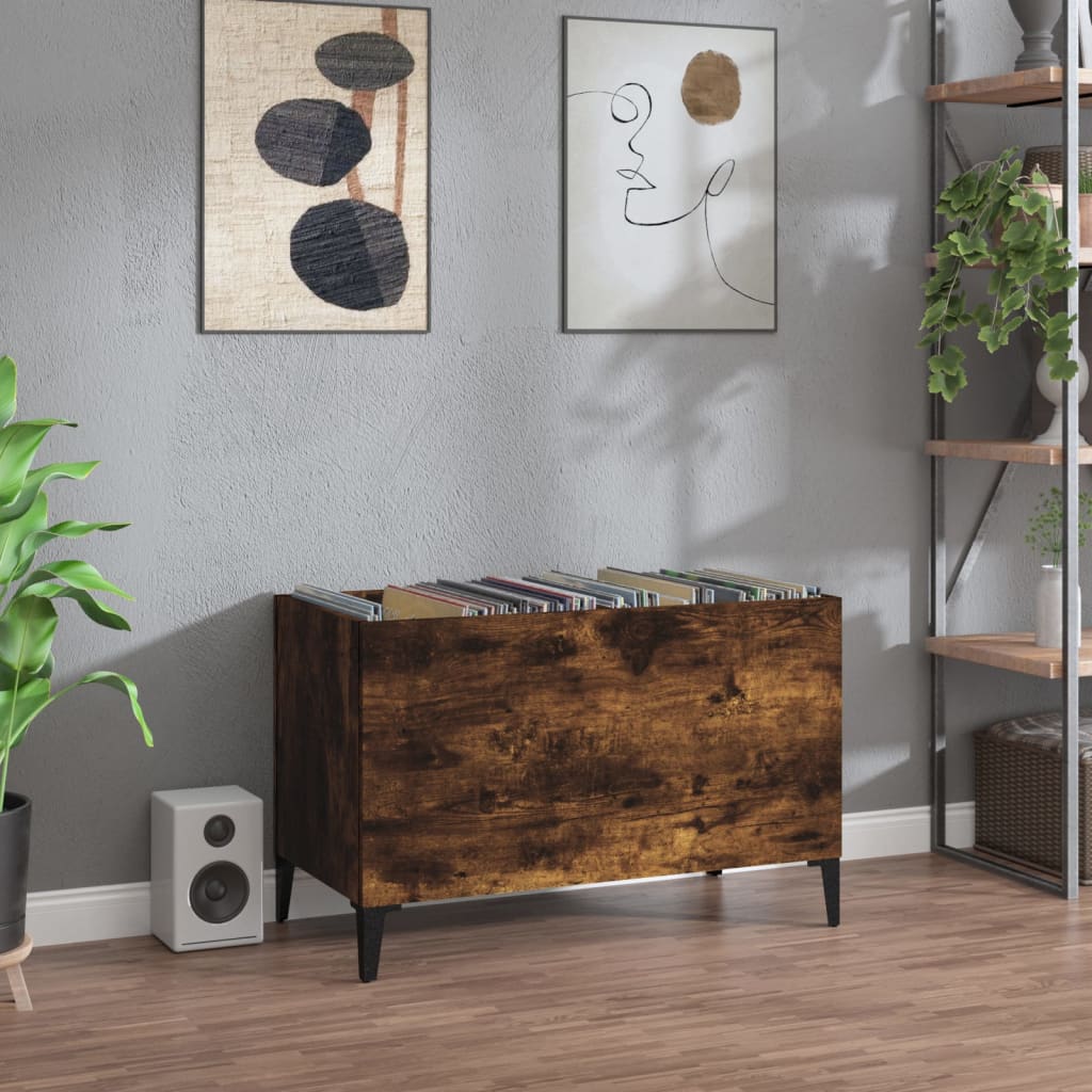 Record Cabinet Smoked Oak 74.5x38x48 cm Wood Material