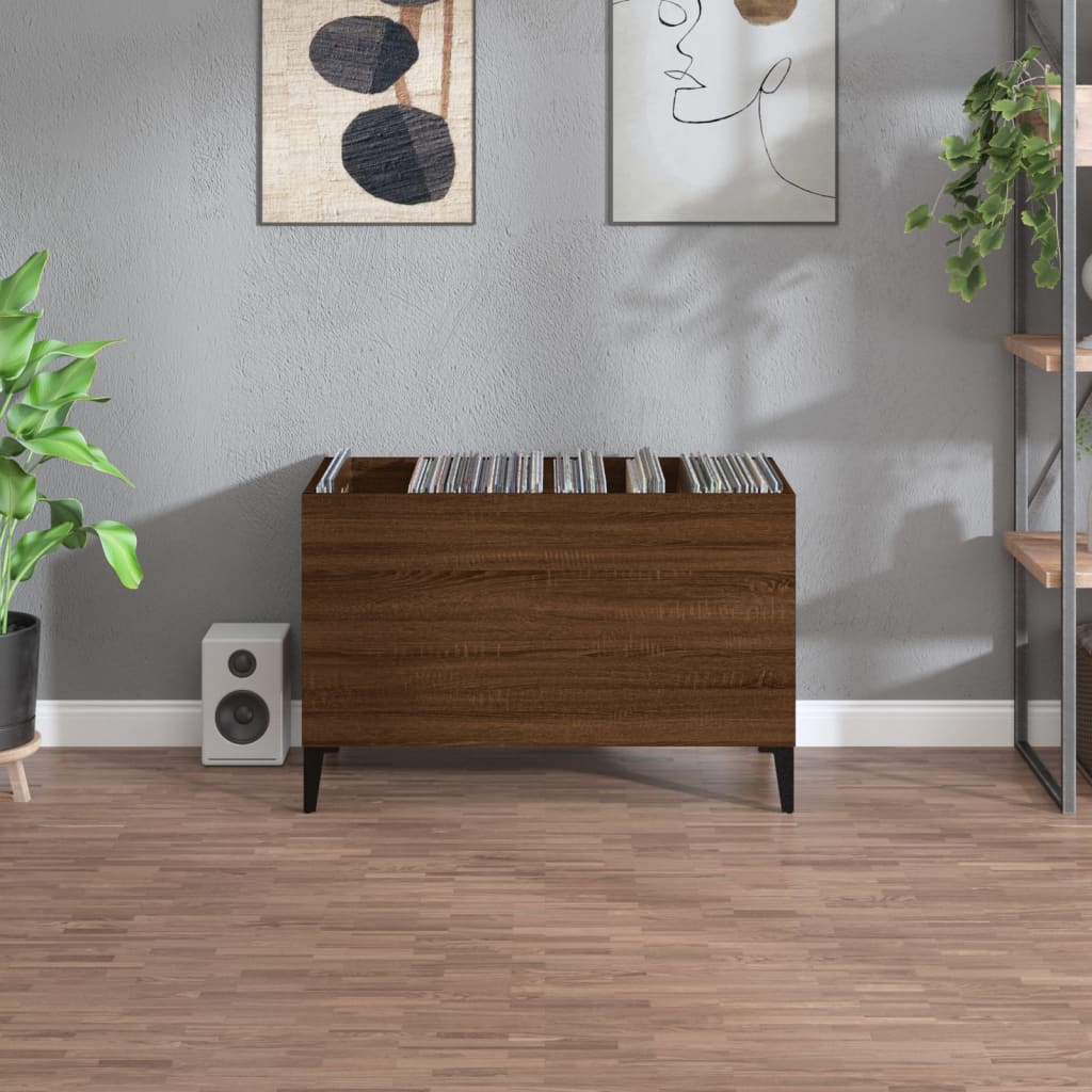 Record Cabinet Brown Oak Look 74.5x38x48 cm Wood Material