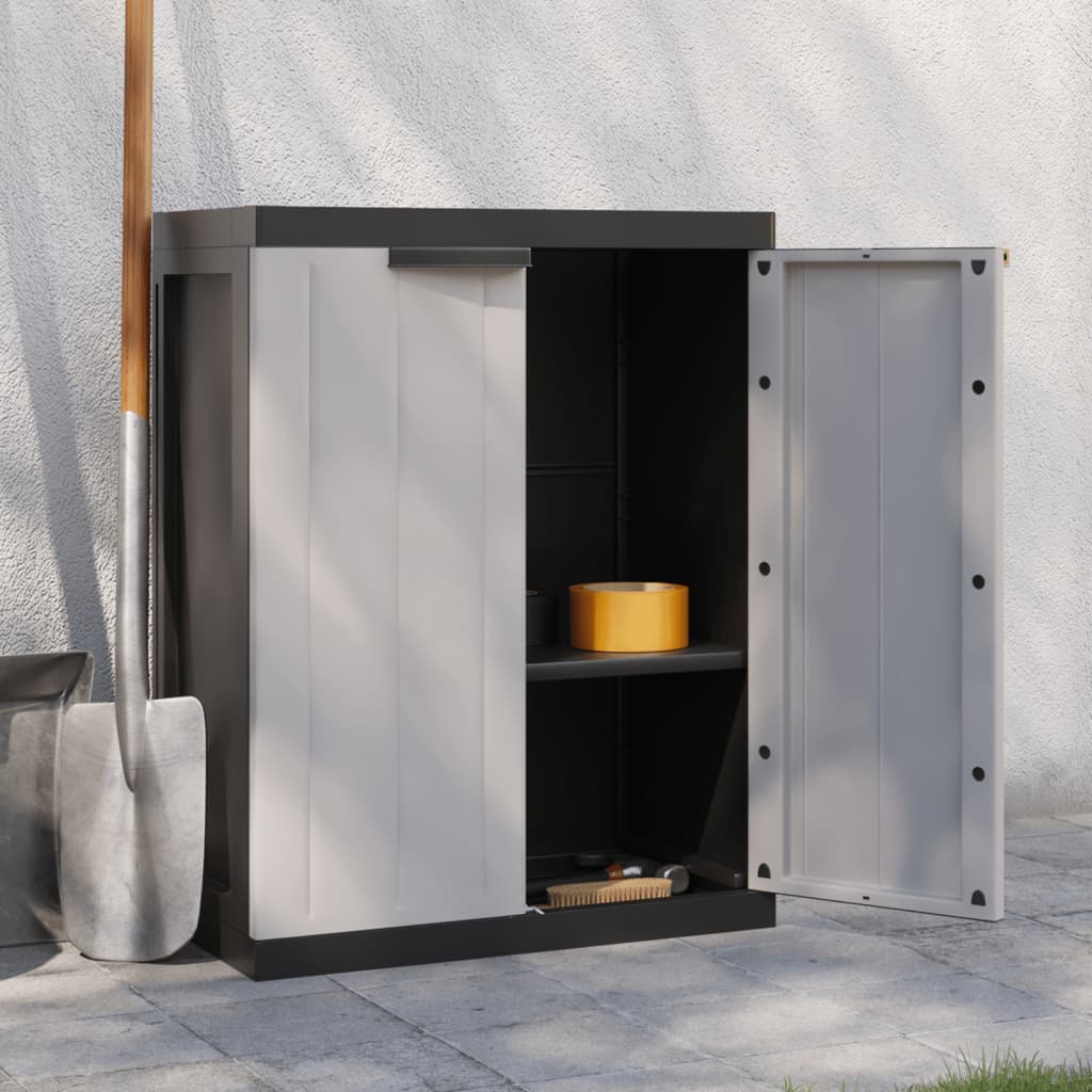 Garden Cabinet Grey and Black 65x37x85 cm PP