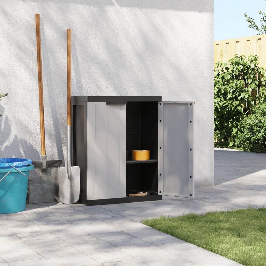 Garden Cabinet Grey and Black 65x37x85 cm PP