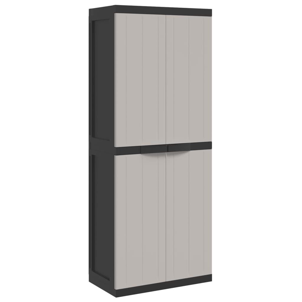 Garden Cabinet Grey and Black 65x37x165 cm PP