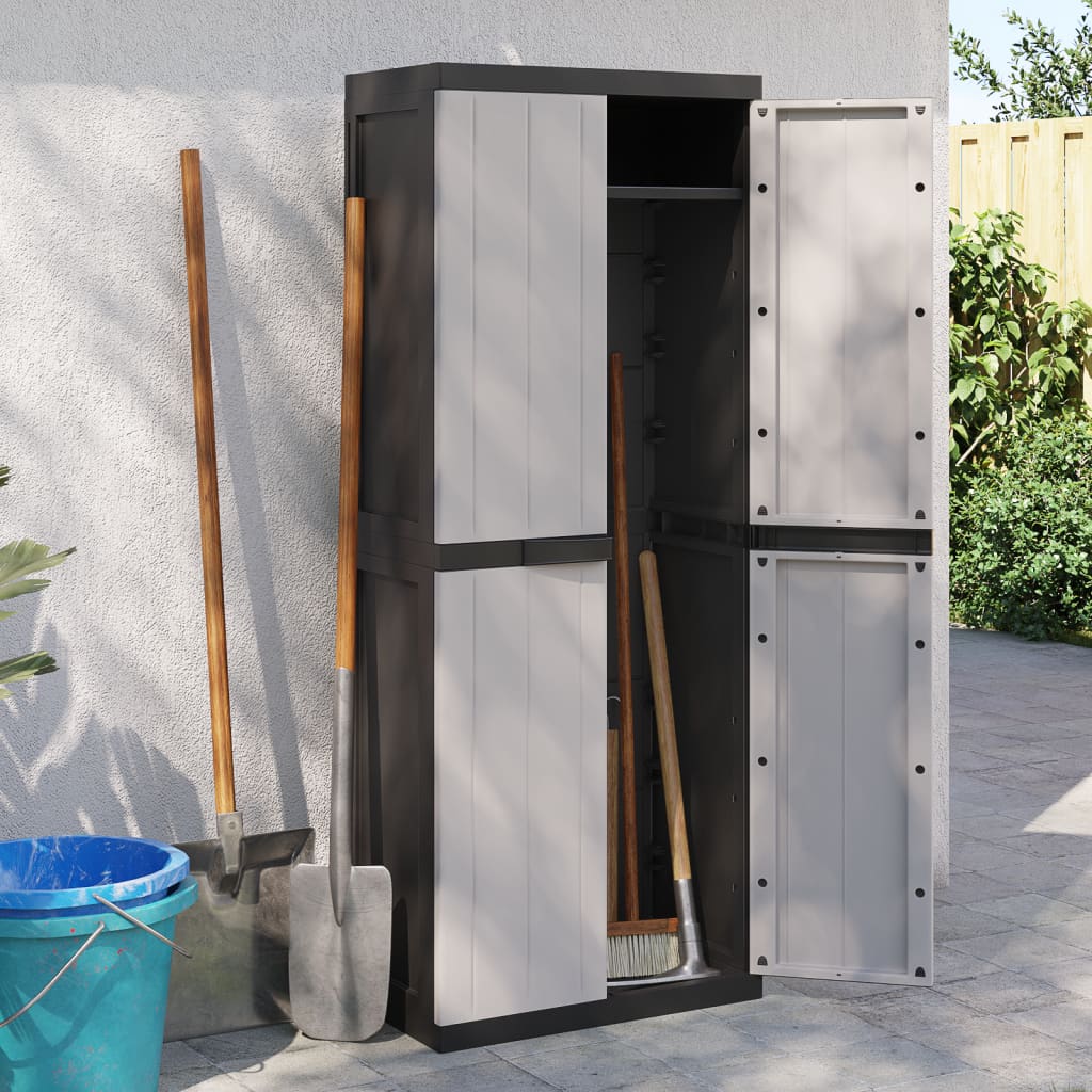 Gartenschrank Grau und Schwarz 65x37x165 cm PP