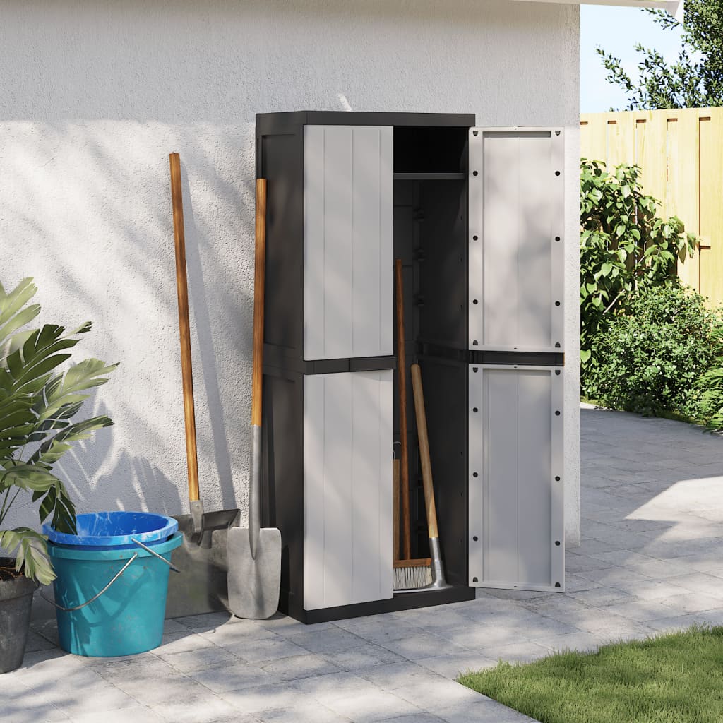 Garden Cabinet Grey and Black 65x37x165 cm PP