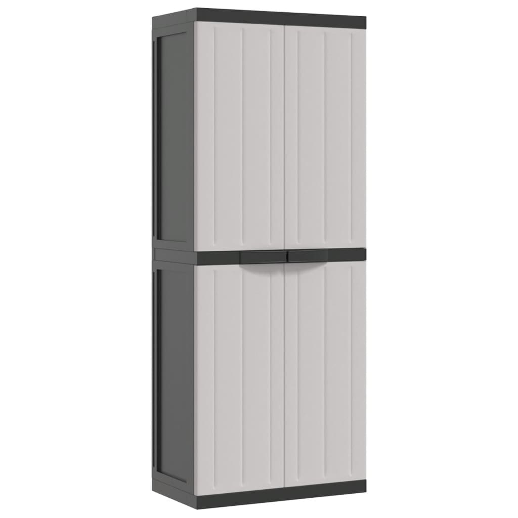 Garden Cabinet Grey and Black 65x37x165 cm PP