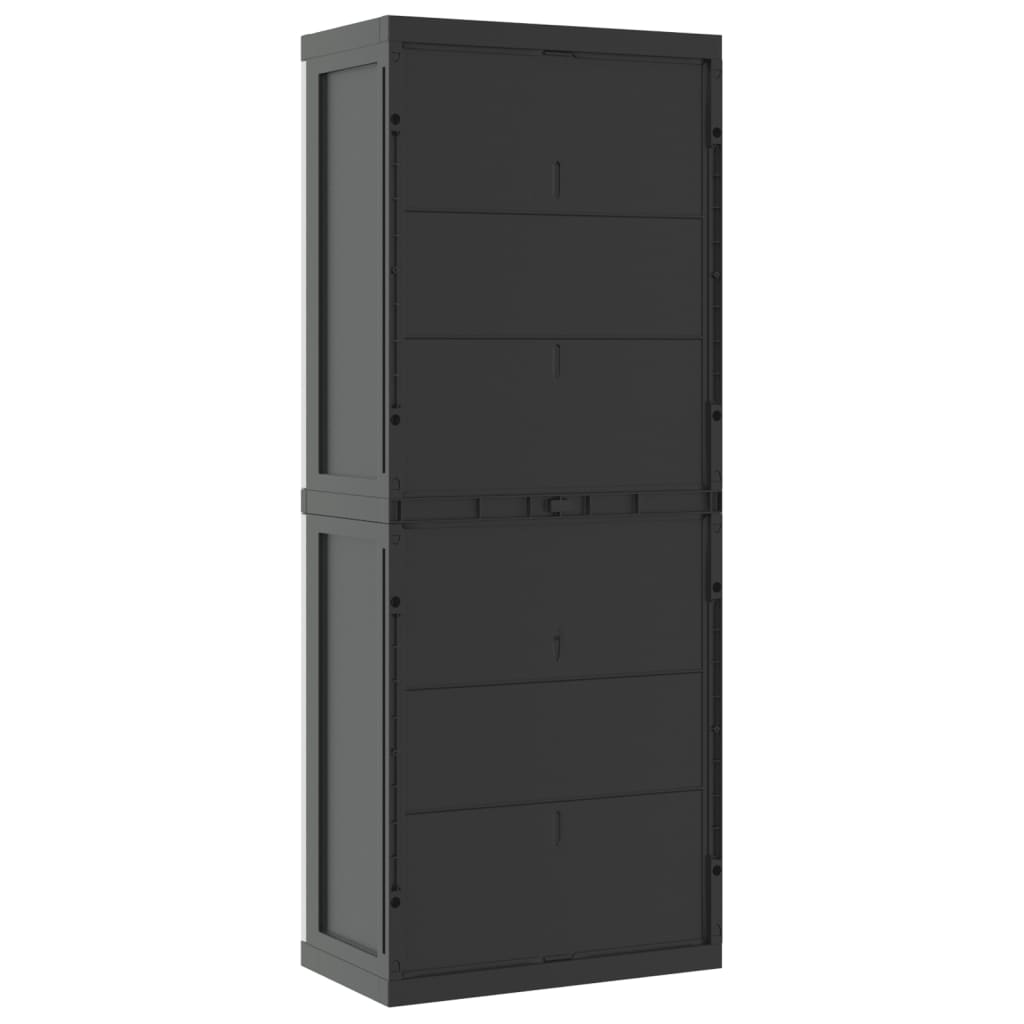 Garden Cabinet Grey and Black 65x37x165 cm PP