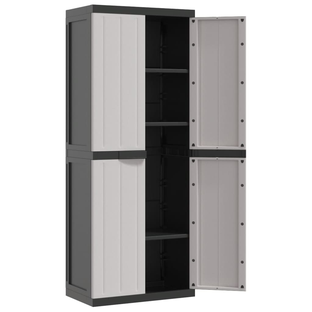 Garden Cabinet Grey and Black 65x37x165 cm PP