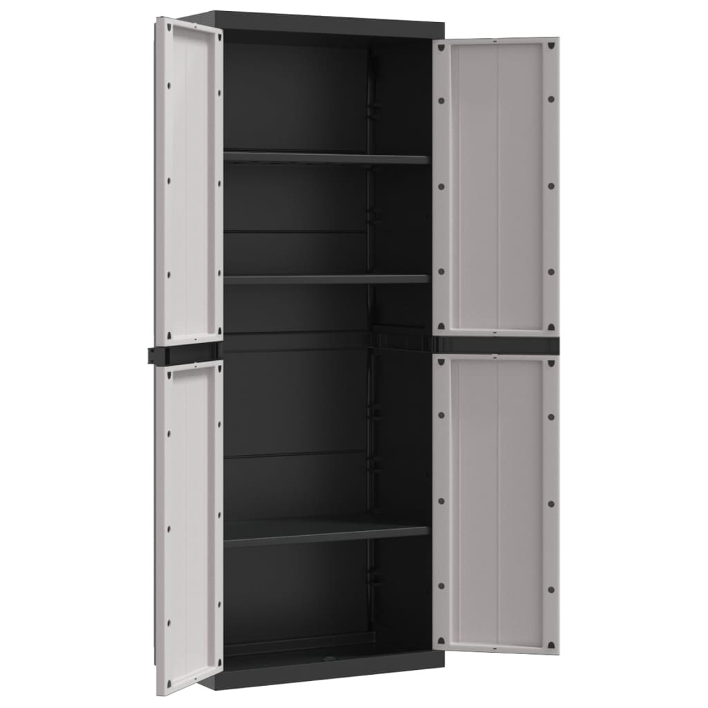 Garden Cabinet Grey and Black 65x37x165 cm PP