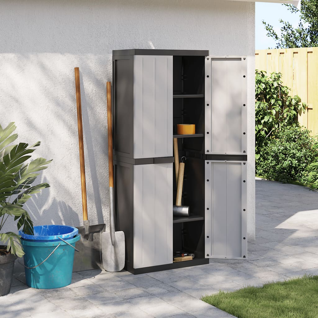 Garden Cabinet Grey and Black 65x37x165 cm PP