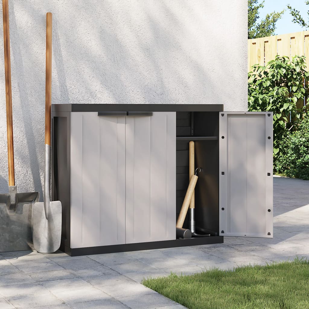 Garden Cabinet Grey and Black 97x37x85 cm PP