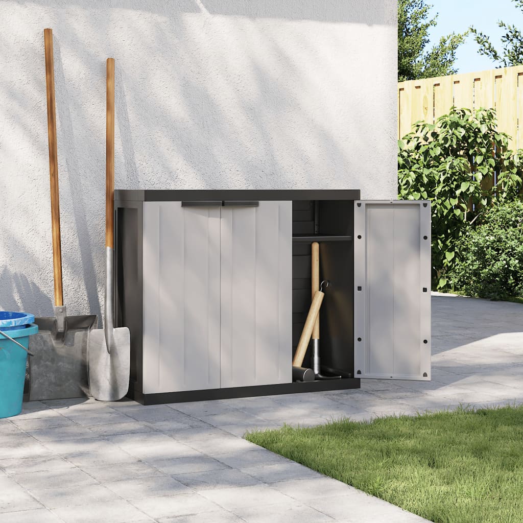 Garden Cabinet Grey and Black 97x37x85 cm PP