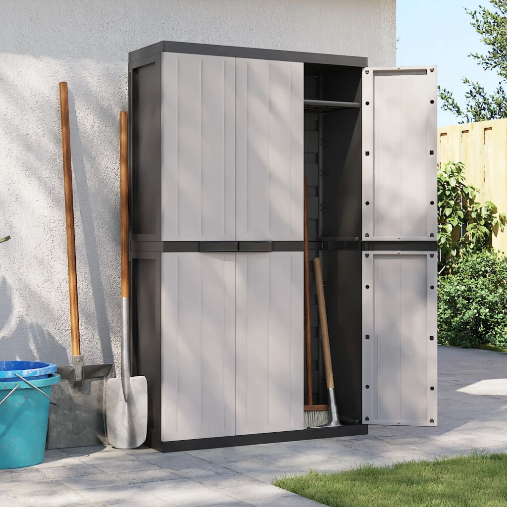 Garden Cabinet Grey and Black 97x37x165 cm PP