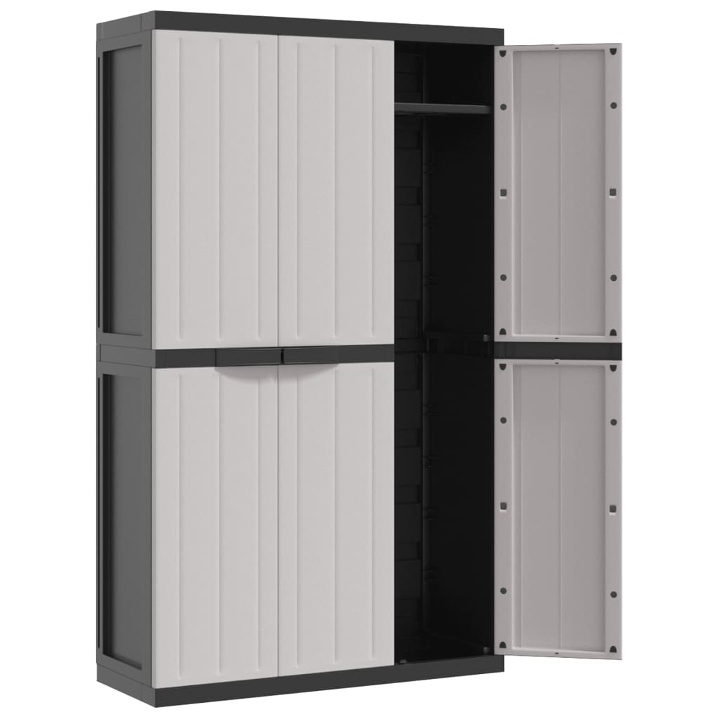 Garden Cabinet Grey and Black 97x37x165 cm PP