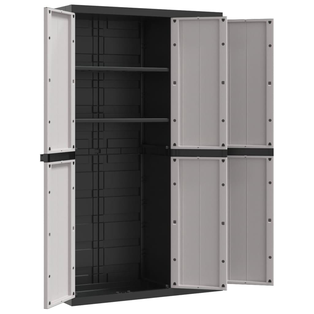 Garden Cabinet Grey and Black 97x37x165 cm PP