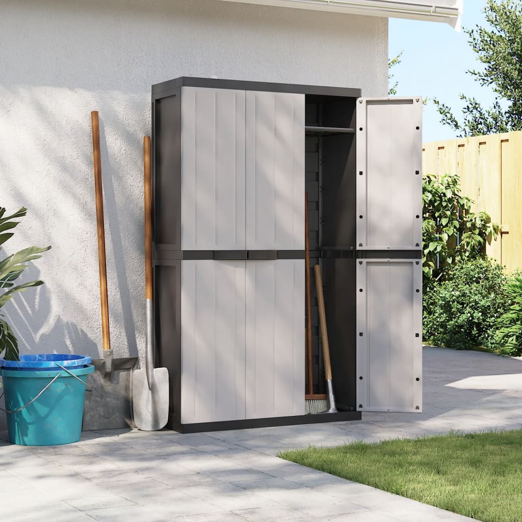 Garden Cabinet Grey and Black 97x37x165 cm PP