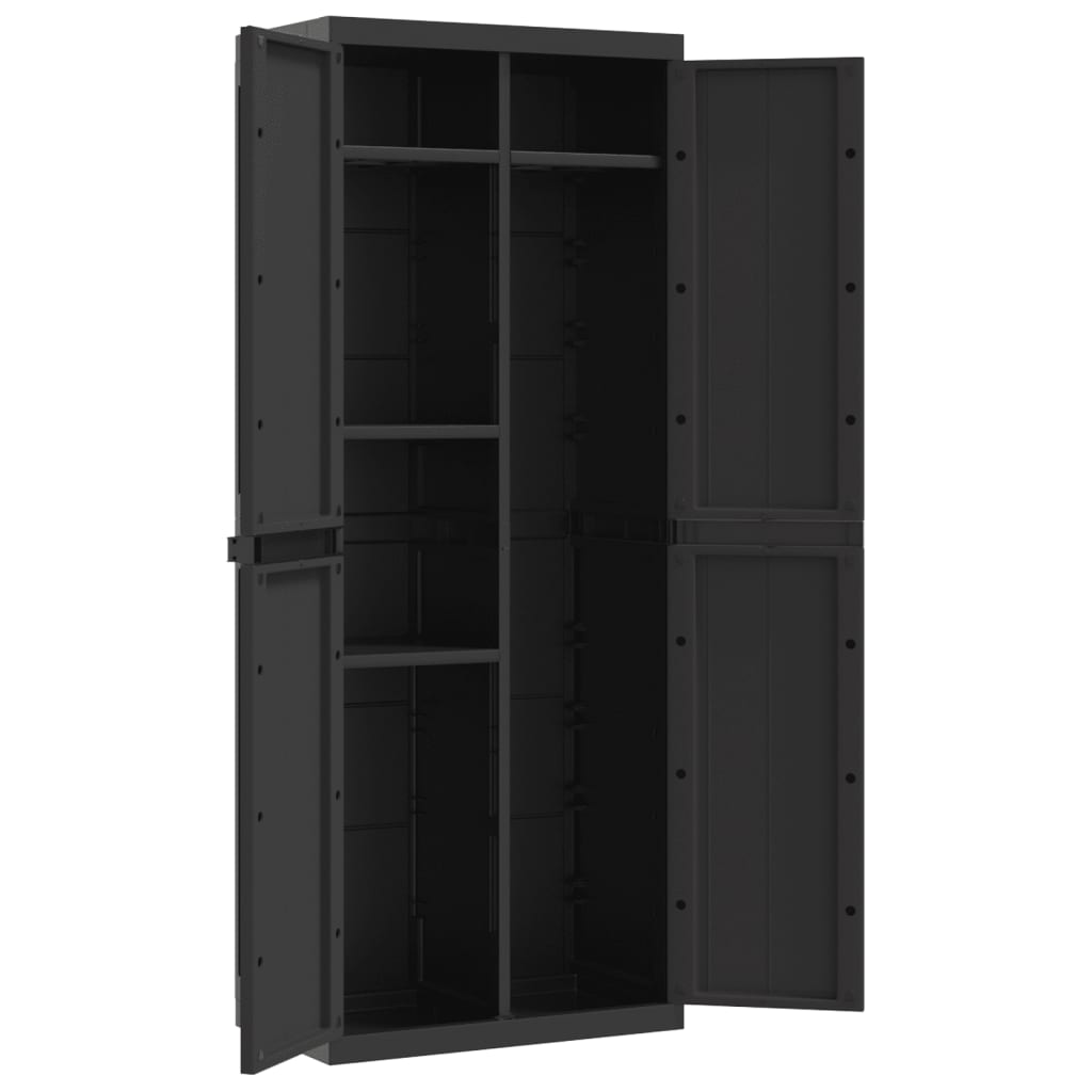 Gartenschrank Schwarz 65x37x165 cm PP