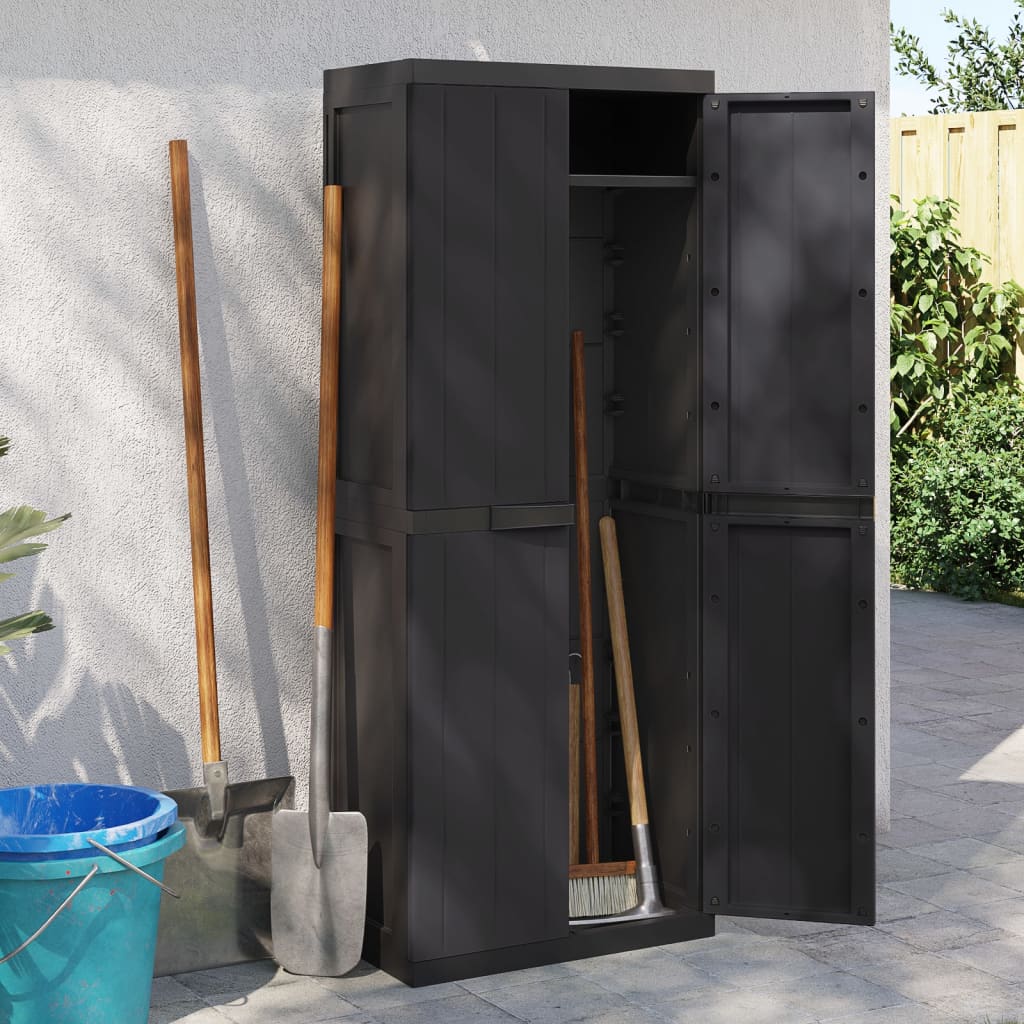 Gartenschrank Schwarz 65x37x165 cm PP