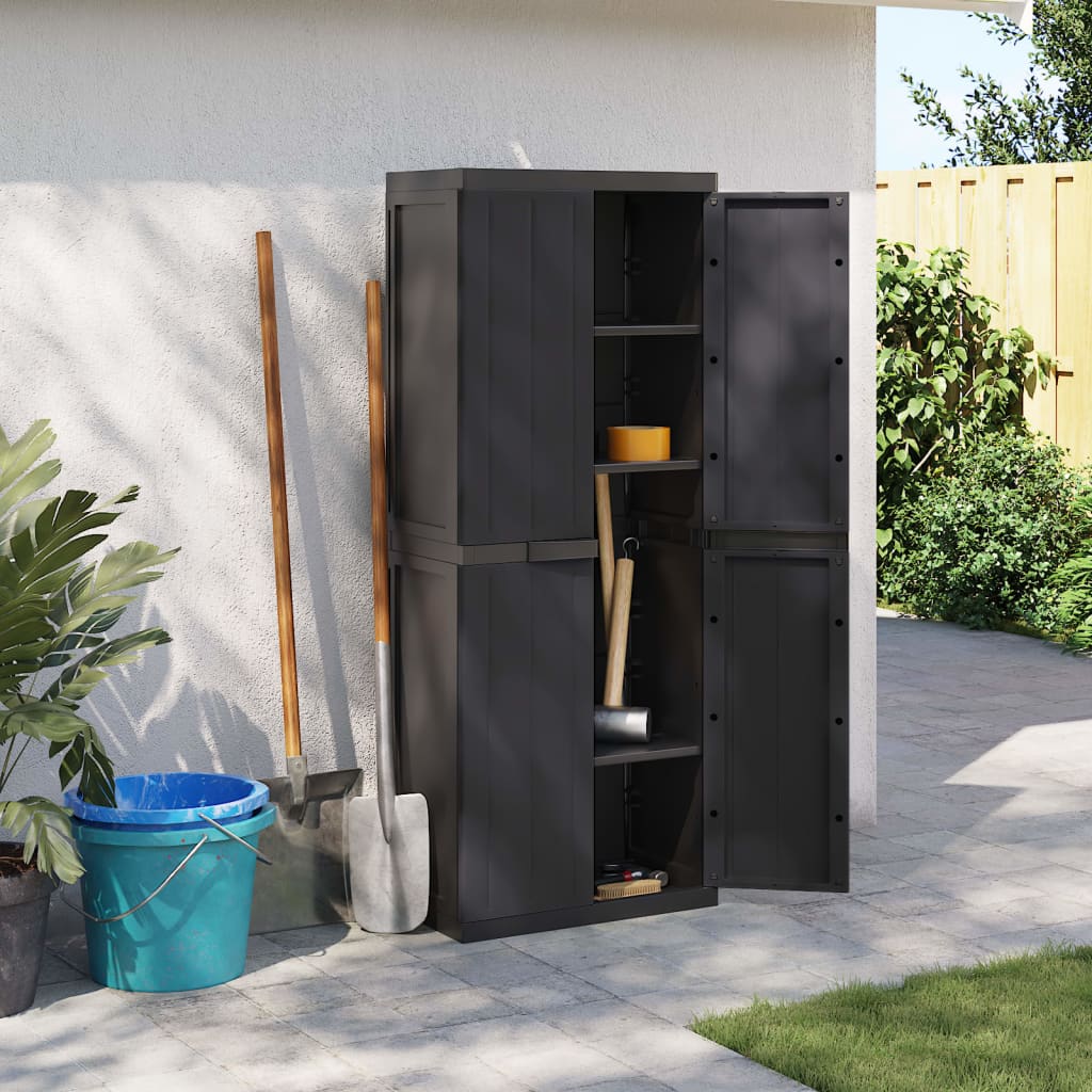 Gartenschrank Schwarz 65x37x165 cm PP