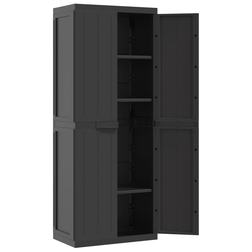 Gartenschrank Schwarz 65x37x165 cm PP