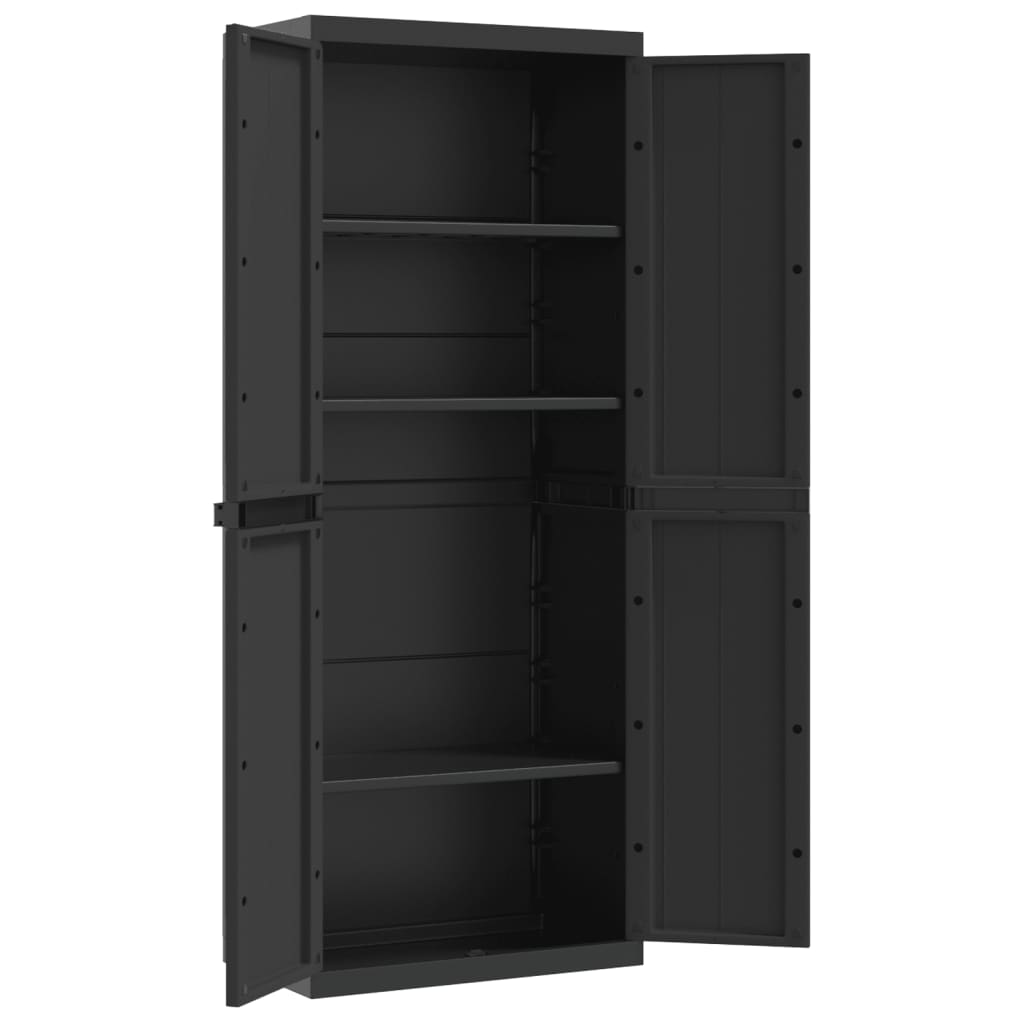 Gartenschrank Schwarz 65x37x165 cm PP