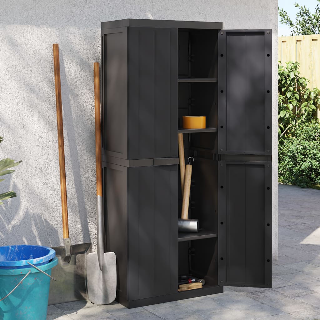 Garden Cabinet Black 65x37x165 cm PP