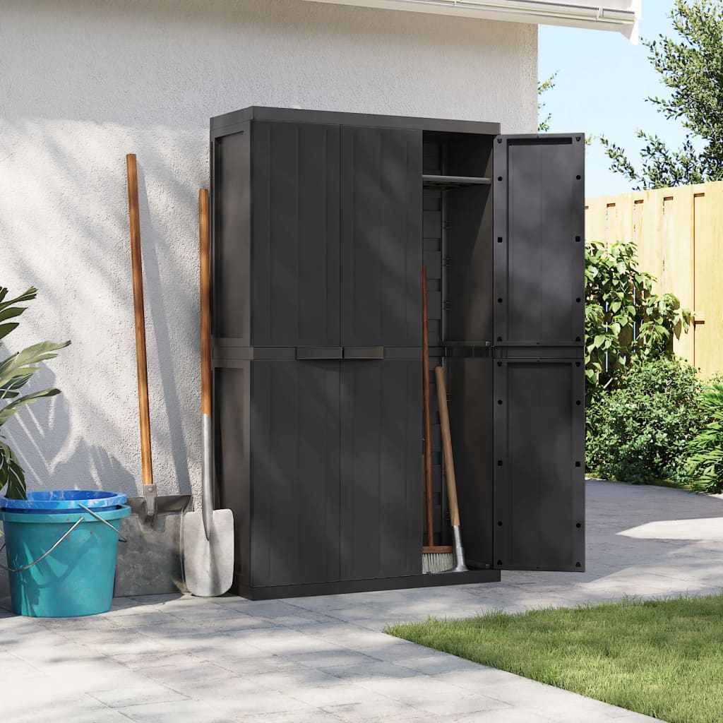 Garden Cabinet Black 97x37x165 cm PP