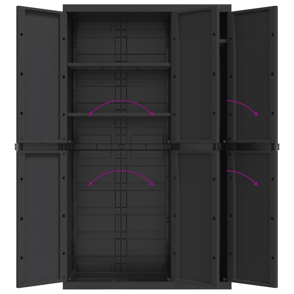 Garden Cabinet Black 97x37x165 cm PP