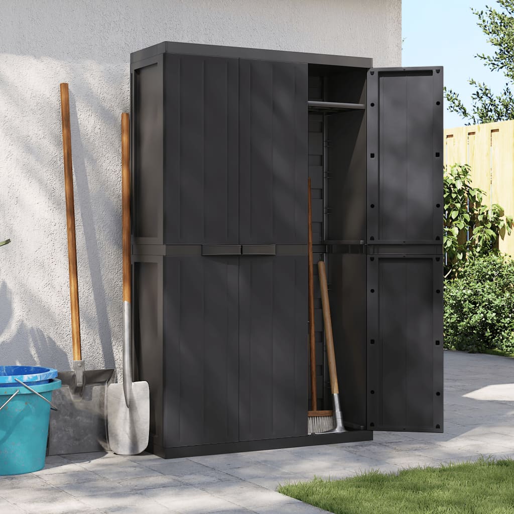 Garden Cabinet Black 97x37x165 cm PP