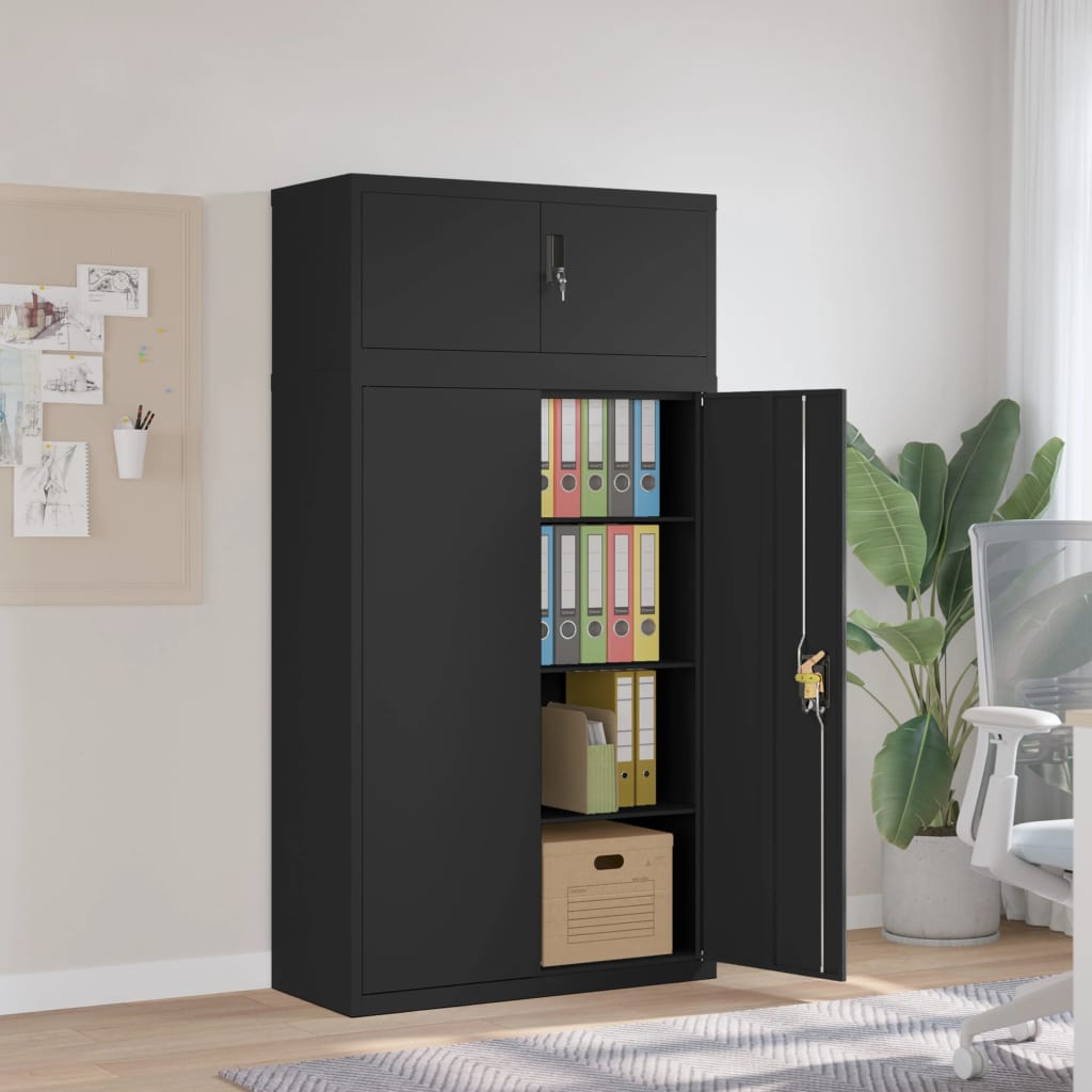 Aktenschrank Schwarz 90x40x180 cm Stahl