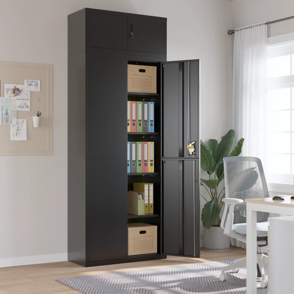 Aktenschrank Schwarz 90x40x240 cm Stahl