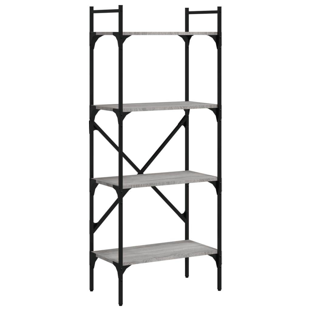 Bookcase 4 Compartments Grey Sonoma 56x31.5x138.5 cm Wood Material