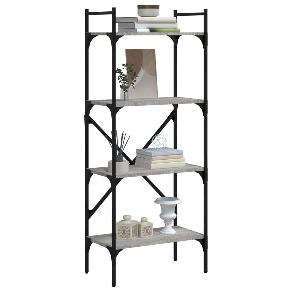 Bookcase 4 Compartments Grey Sonoma 56x31.5x138.5 cm Wood Material