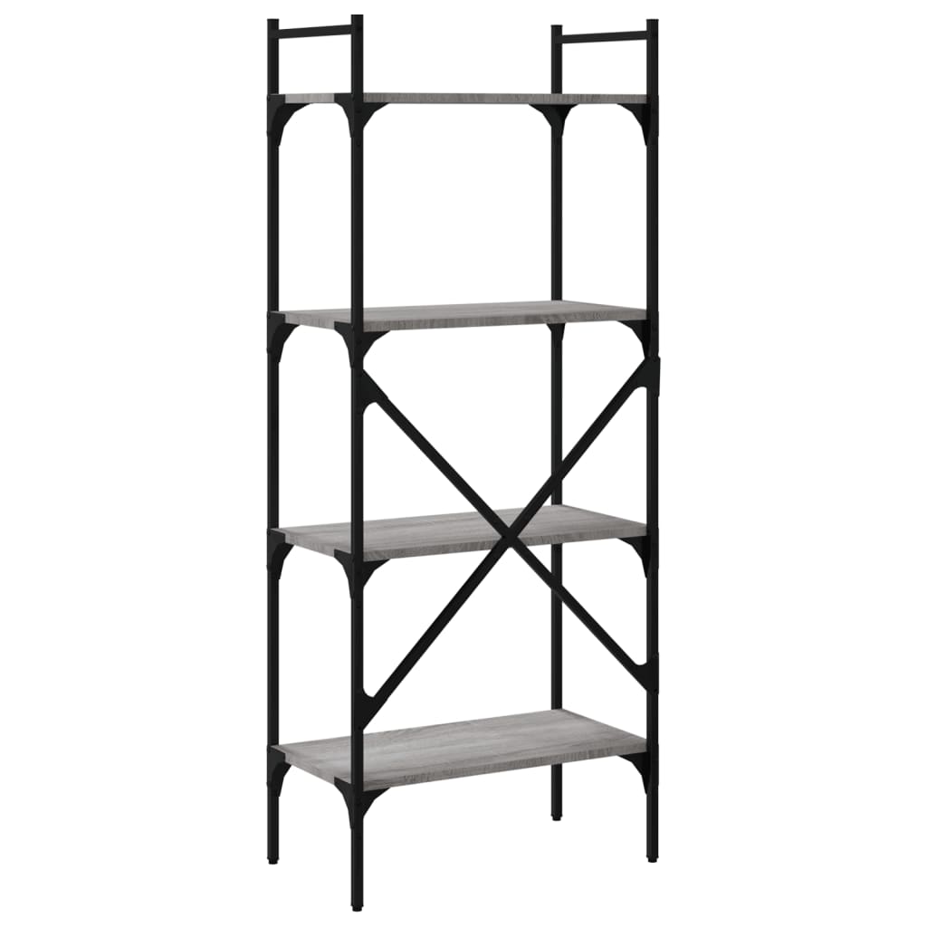 Bookcase 4 Compartments Grey Sonoma 56x31.5x138.5 cm Wood Material