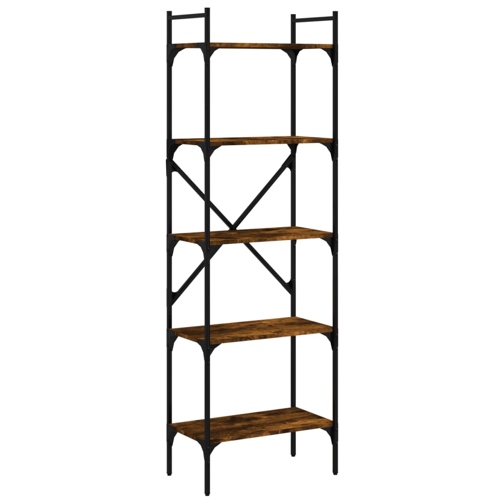 Bookshelf 5 compartments smoked oak 56x31,5x174 cm wood material