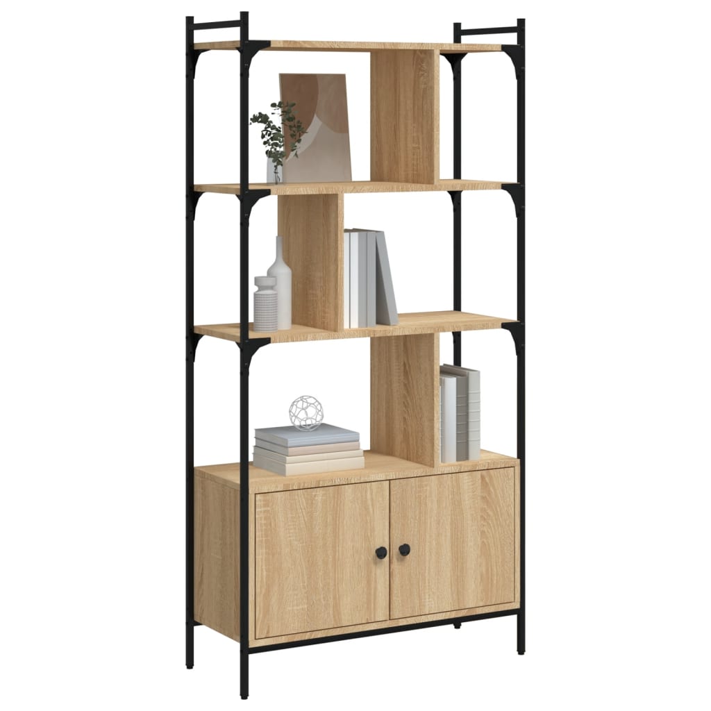 Bookcase with door Sonoma oak 76.5x30x154.5 cm wood material