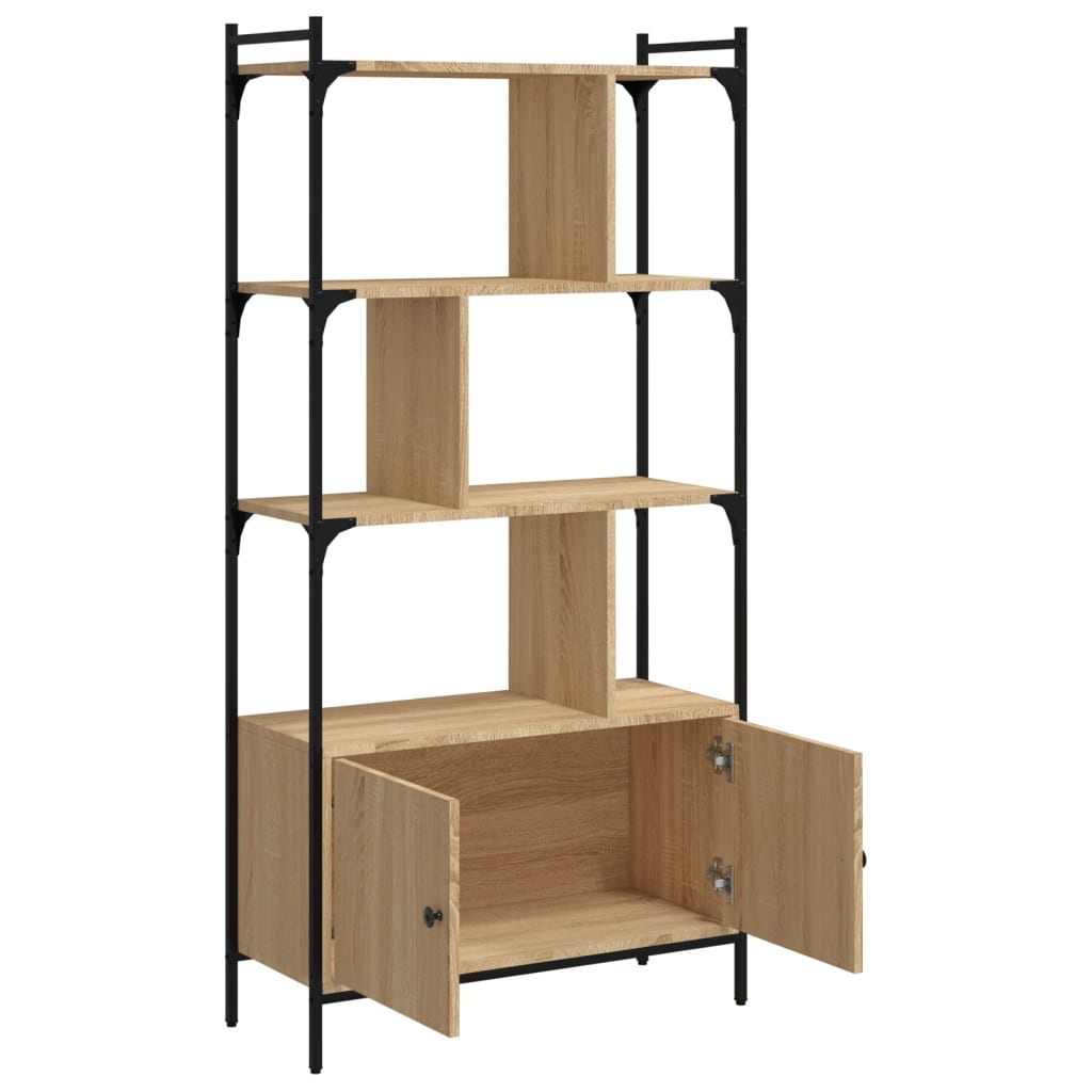 Bookcase with door Sonoma oak 76.5x30x154.5 cm wood material