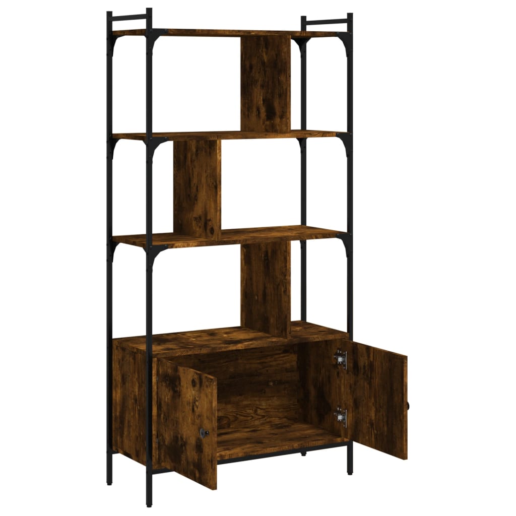 Bookcase with door smoked oak 76.5x30x154.5 cm wood material