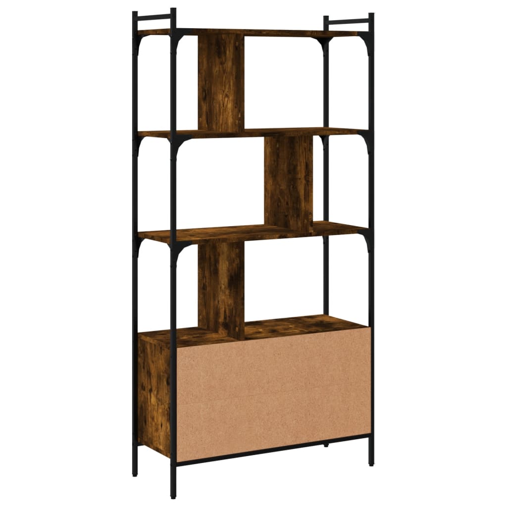 Bookcase with door smoked oak 76.5x30x154.5 cm wood material