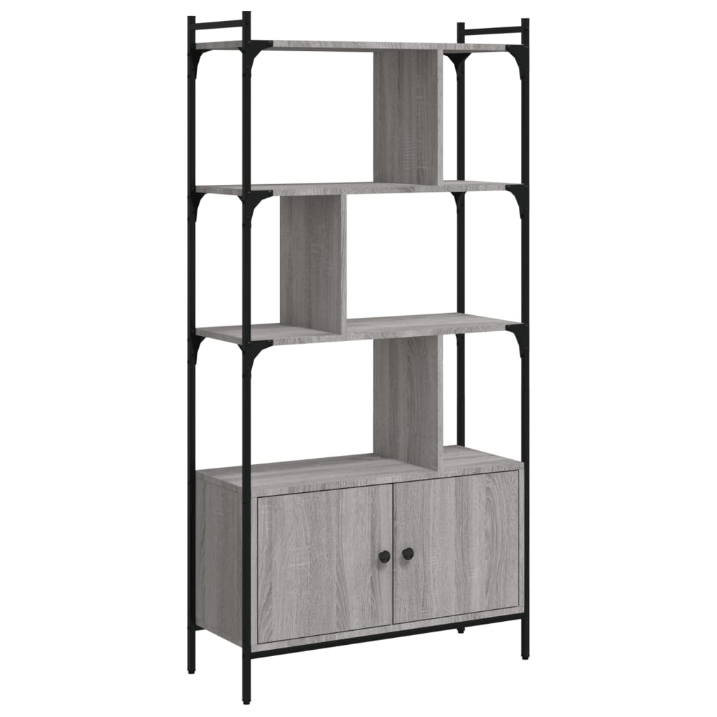 Bookcase with Doors Grey Sonoma 76.5x30x154.5cm Wood Material