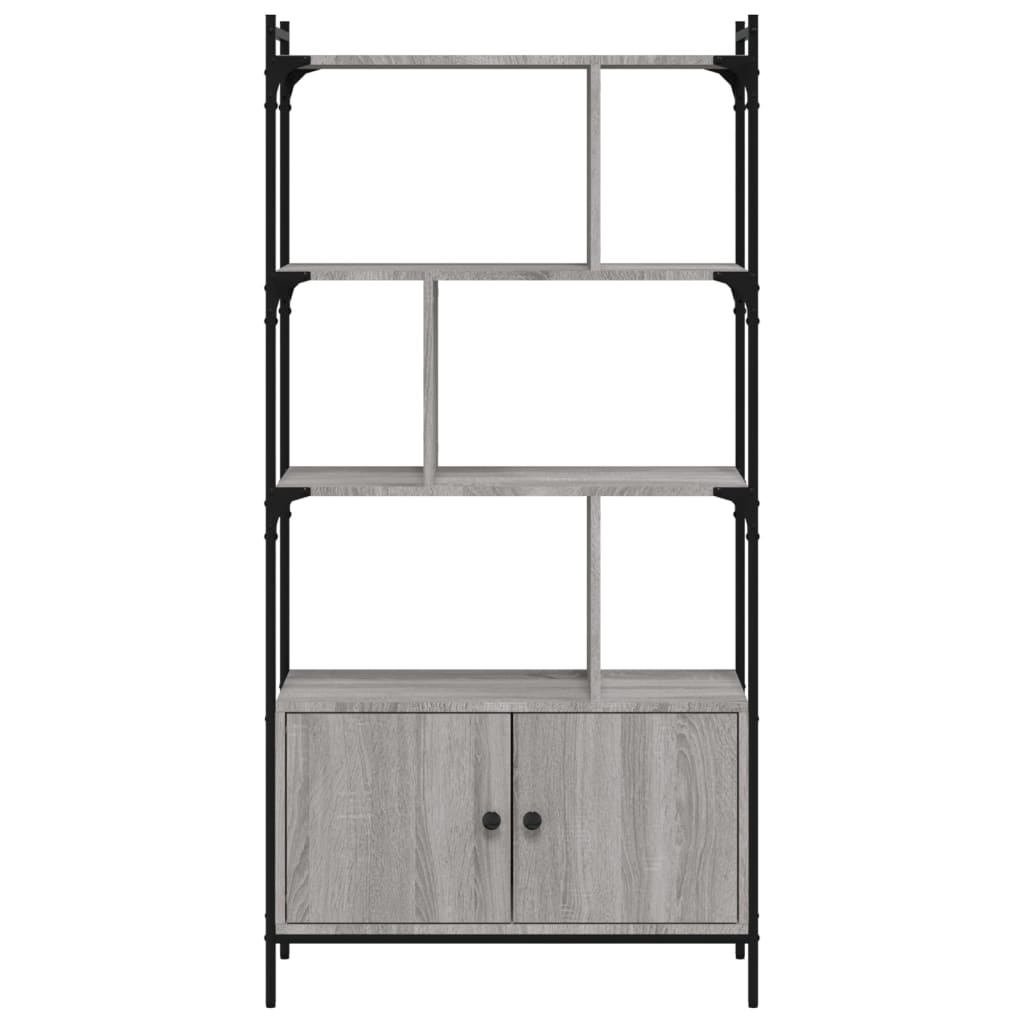 Bookcase with Doors Grey Sonoma 76.5x30x154.5cm Wood Material