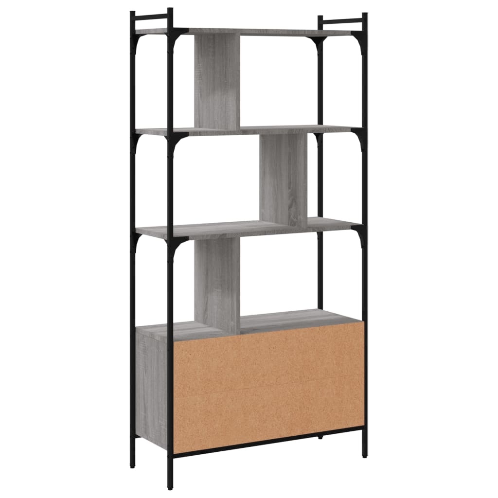 Bookcase with Doors Grey Sonoma 76.5x30x154.5cm Wood Material