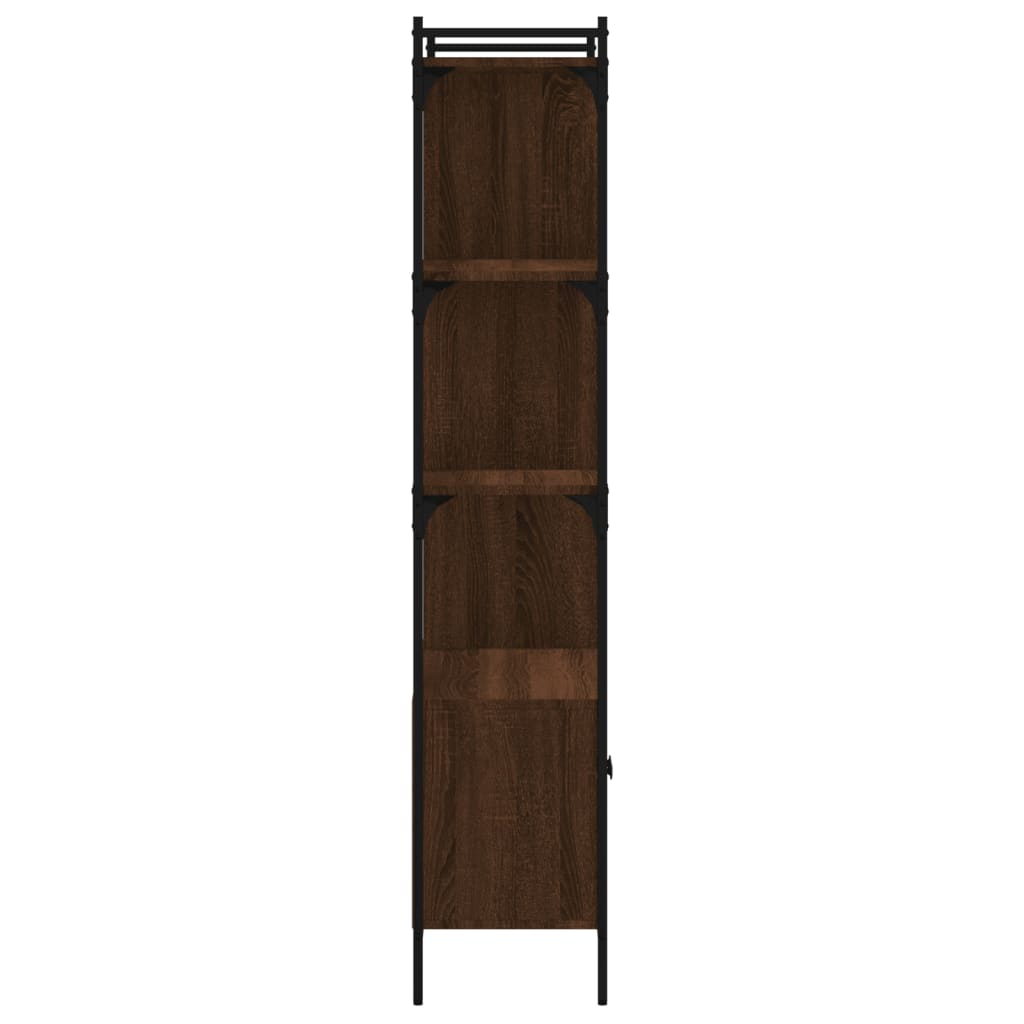 Bookcase with doors brown oak 76.5x30x154.5cm wood material