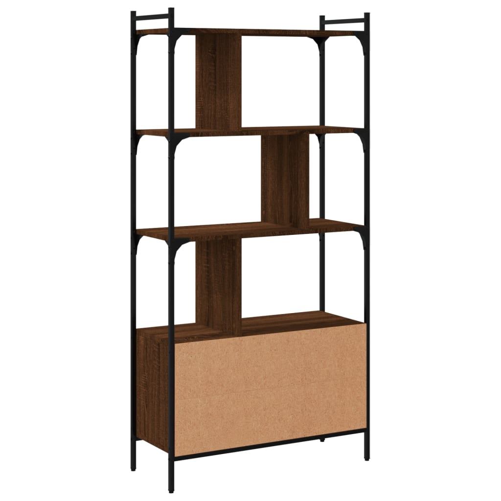 Bookcase with doors brown oak 76.5x30x154.5cm wood material