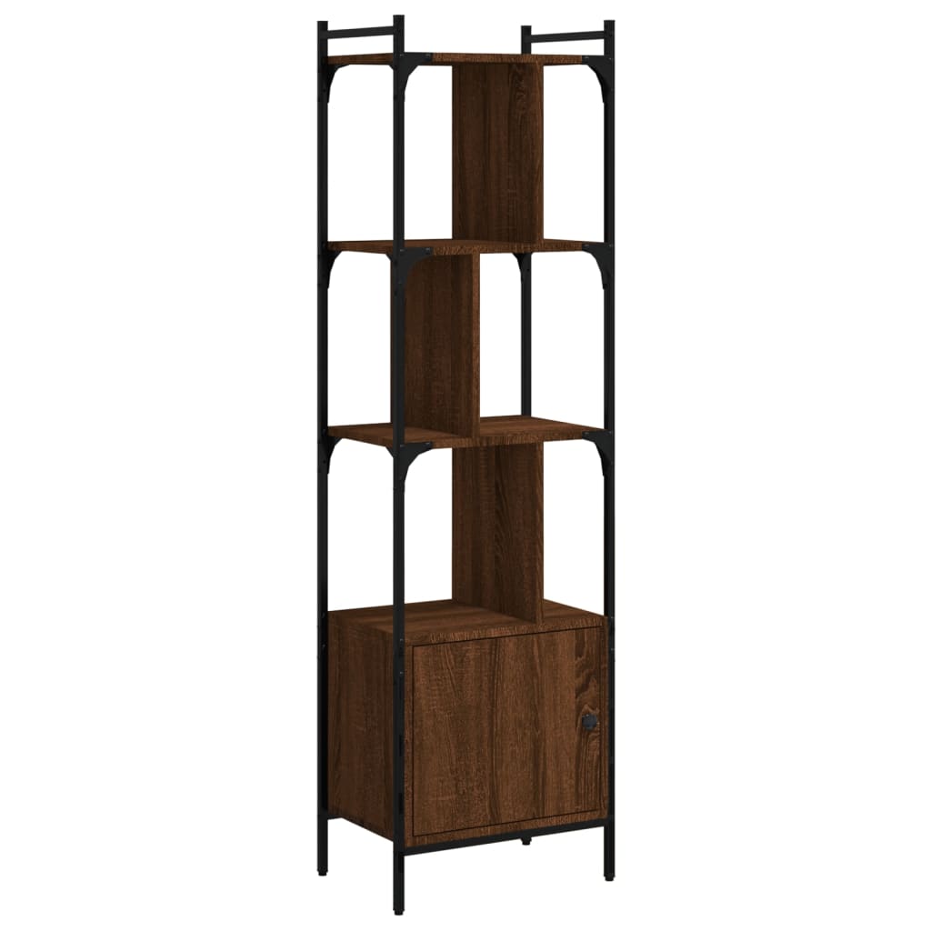 Bookcase with door brown oak 44.5x30x154.5 cm wood material