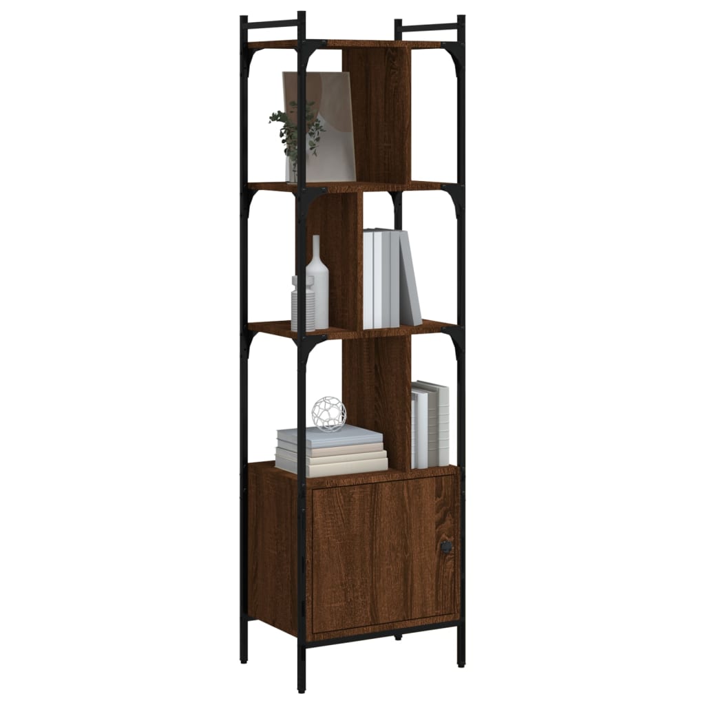 Bookcase with door brown oak 44.5x30x154.5 cm wood material