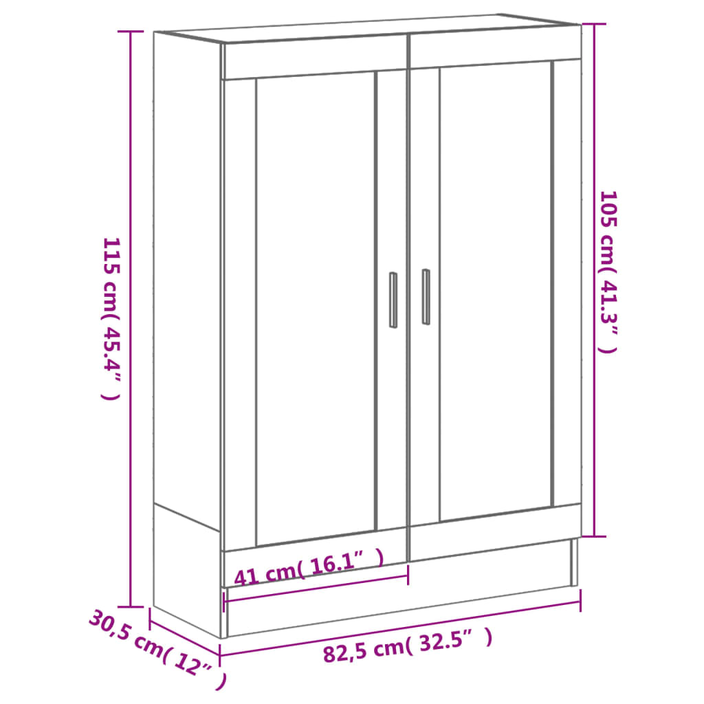 Bookcase Grey Sonoma 82.5x30.5x115 cm Wood Material