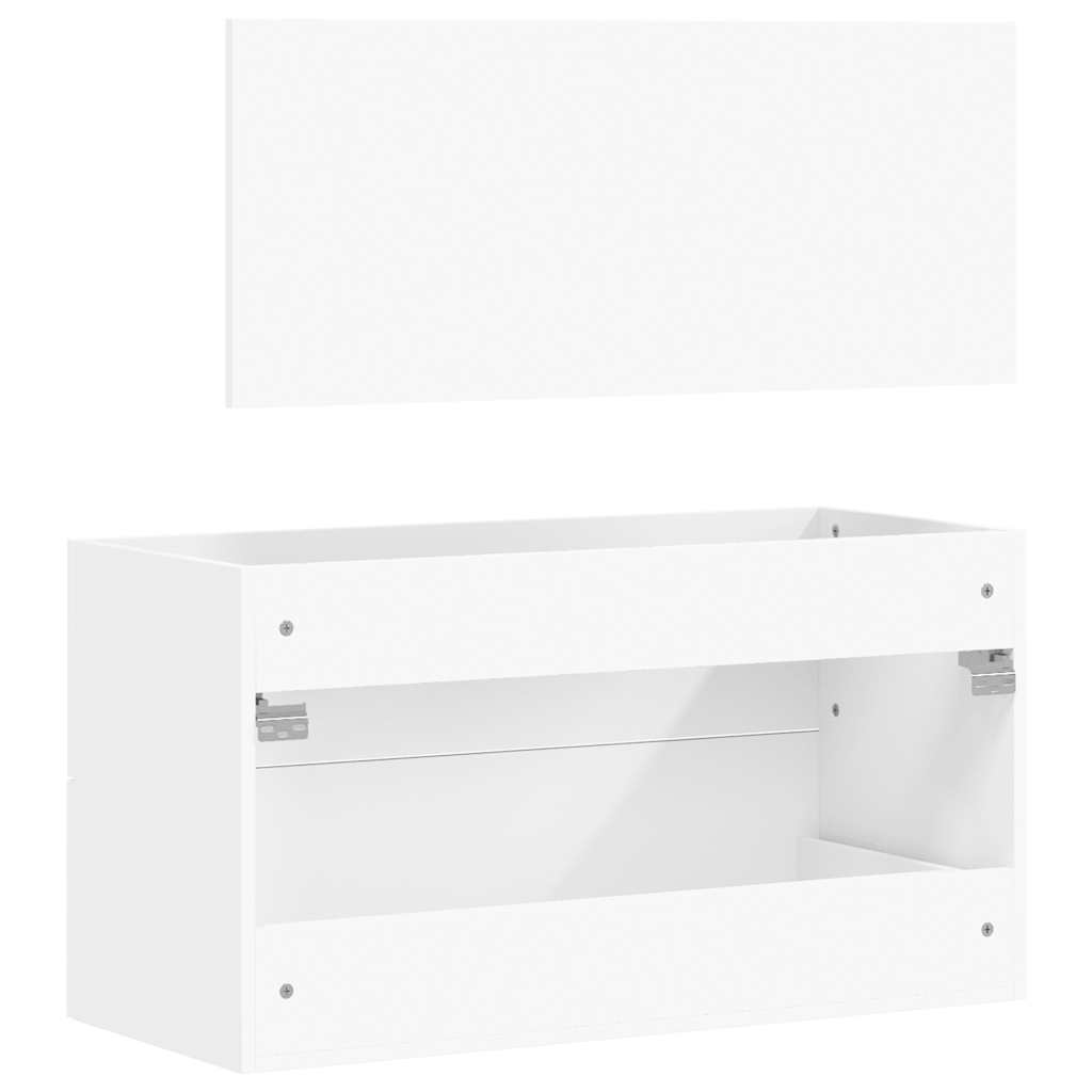 Bathroom Cabinet with Mirror White Wood Material