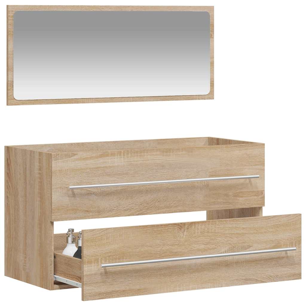 Bathroom cabinet with mirror Sonoma oak wood material