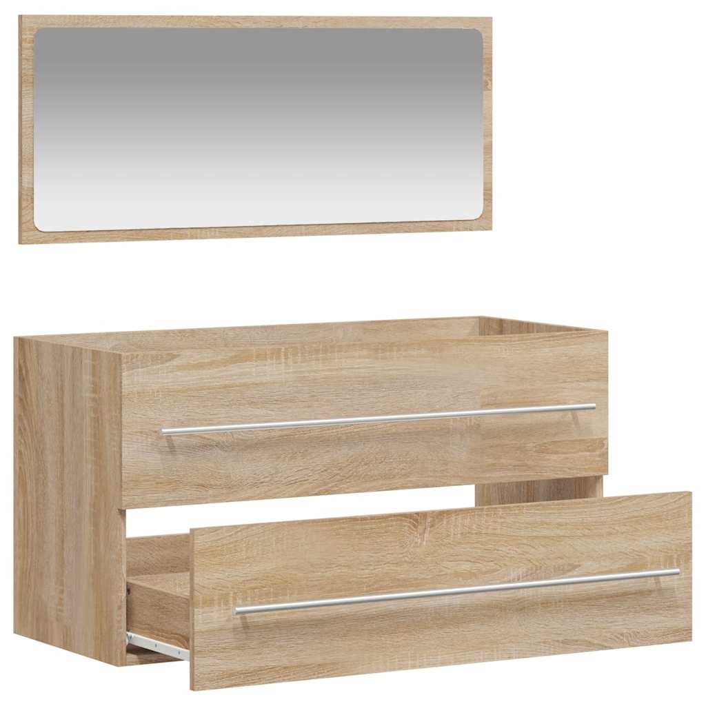 Bathroom cabinet with mirror Sonoma oak wood material