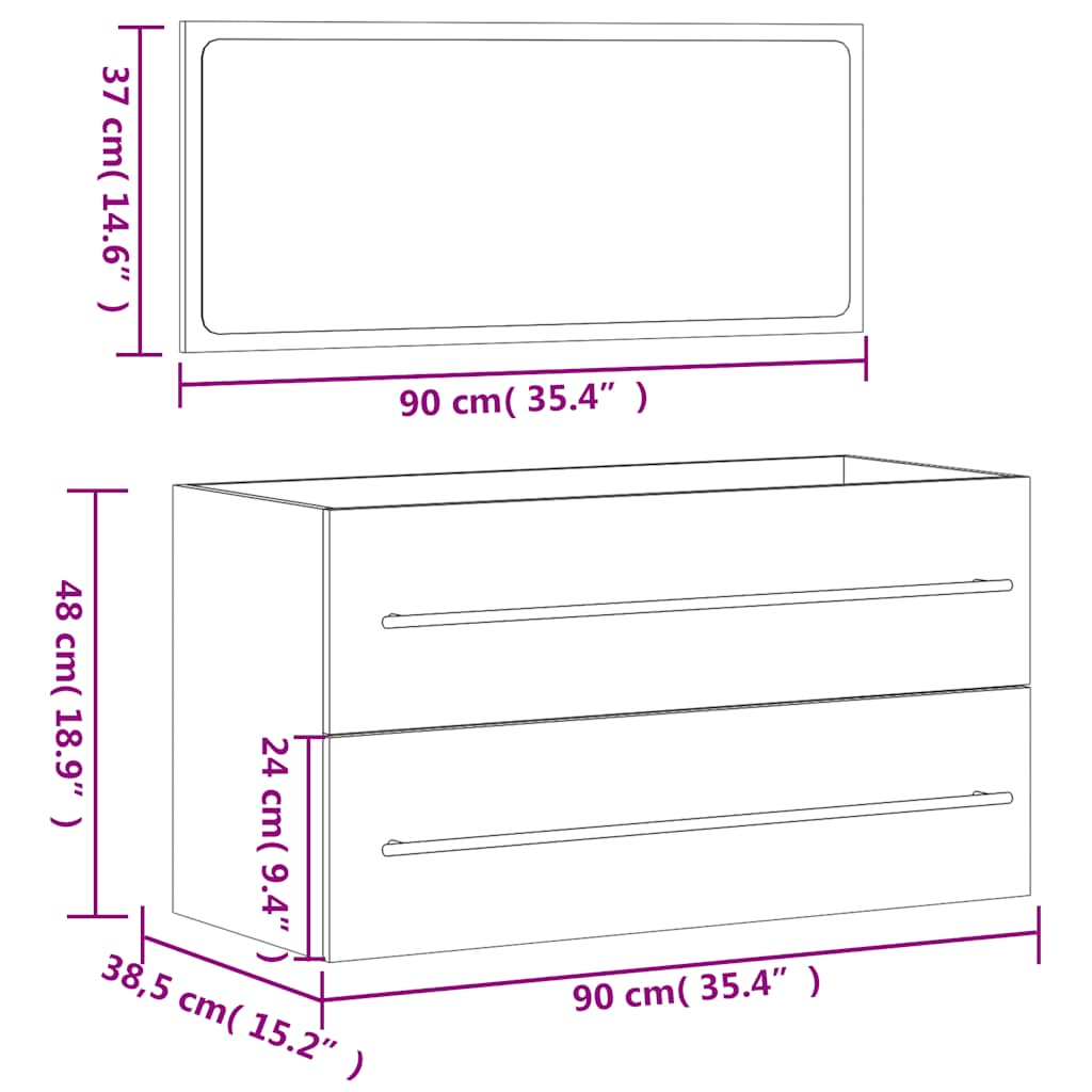 Badschrank mit Spiegel Sonoma-Eiche Holzwerkstoff